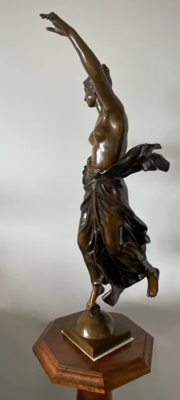 Nymphe à La Corne D Abondance , Bronze Signé Jean Gautherin