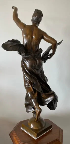 Nymphe à La Corne D Abondance , Bronze Signé Jean Gautherin