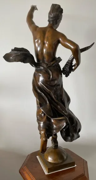 Nymphe à La Corne D Abondance , Bronze Signé Jean Gautherin