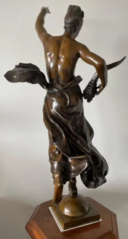 Nymphe à La Corne D Abondance , Bronze Signé Jean Gautherin