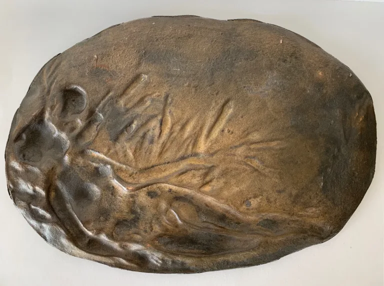 Naïade Et Putto , Bas Relief En Bronze