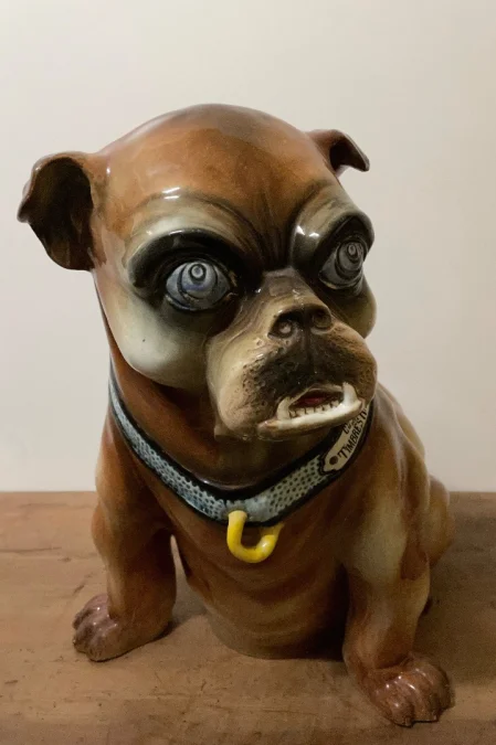 Bouledogue Porte Parapluie En Faïence , Signé Sous Une Patte Thurner Wasmuel