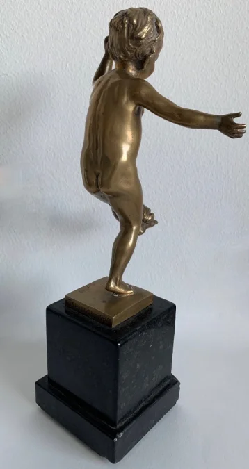 L Enfant Et La Grenouille , Sujet En Bronze