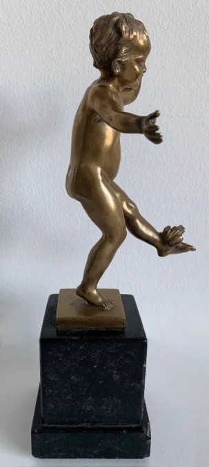 L Enfant Et La Grenouille , Sujet En Bronze