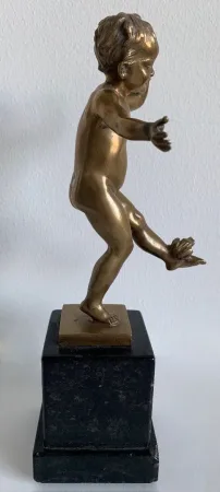 L Enfant Et La Grenouille , Sujet En Bronze
