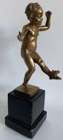 L Enfant Et La Grenouille , Sujet En Bronze