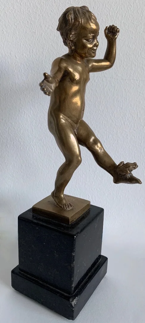 L Enfant Et La Grenouille , Sujet En Bronze