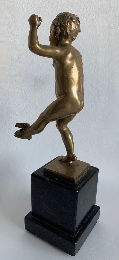 L Enfant Et La Grenouille , Sujet En Bronze