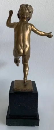 L Enfant Et La Grenouille , Sujet En Bronze