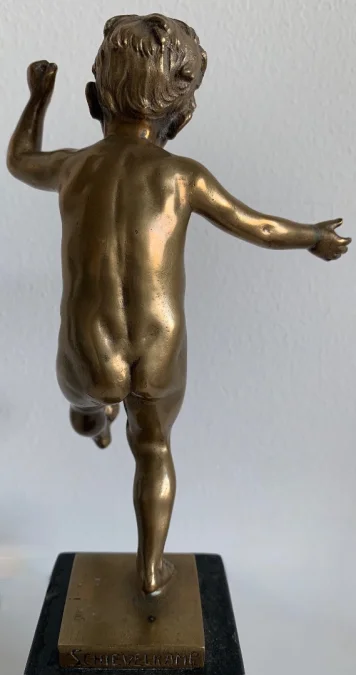 L Enfant Et La Grenouille , Sujet En Bronze