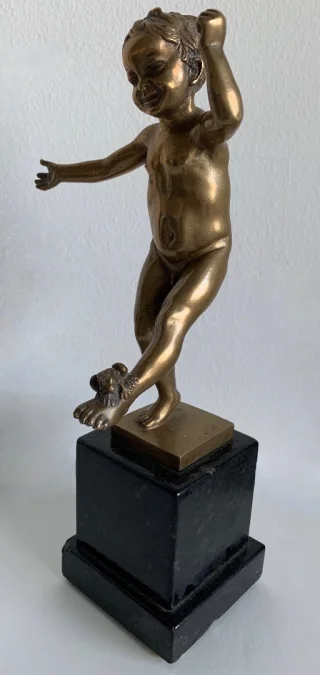 L Enfant Et La Grenouille , Sujet En Bronze