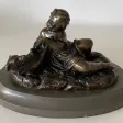 L Enfant Et Son Chien , Sujet En Bronze
