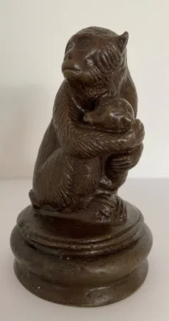 Maman Singe Et Son Bébé, Sujet En Bronze -