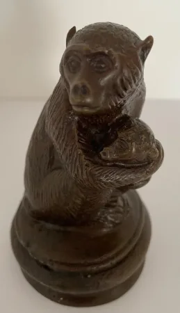 Maman Singe Et Son Bébé, Sujet En Bronze -