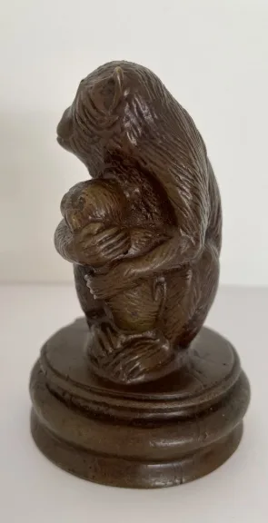 Maman Singe Et Son Bébé, Sujet En Bronze -