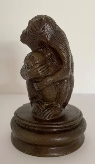 Maman Singe Et Son Bébé, Sujet En Bronze -