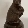 Maman Singe Et Son Bébé, Sujet En Bronze -