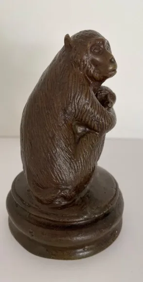 Maman Singe Et Son Bébé, Sujet En Bronze -
