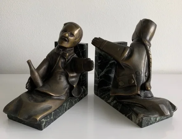 Guignol Et Gnafron , Serre Livres En Bronze