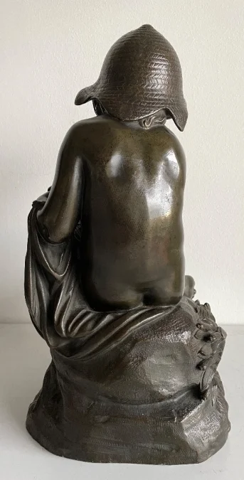L Enfant Et Le Lapin , Sculpture En Bronze.
