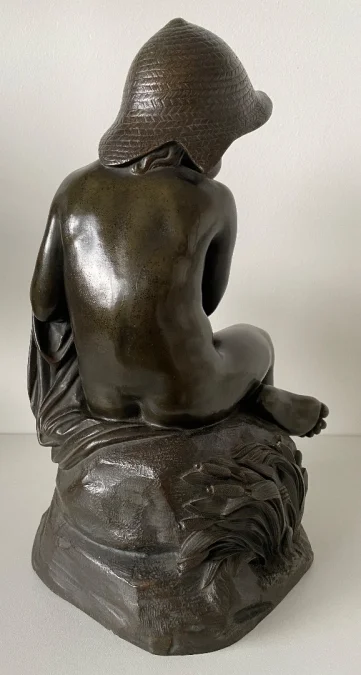 L Enfant Et Le Lapin , Sculpture En Bronze.
