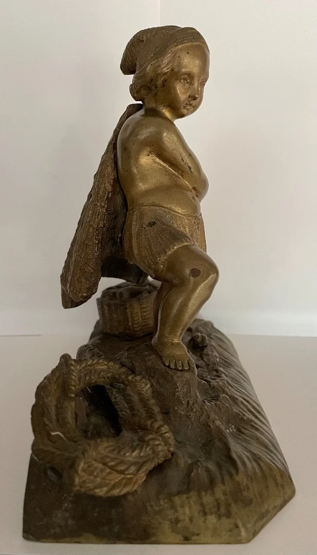 Le Retour De Pêche , Petit Sujet En Bronze