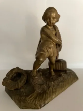 Le Retour De Pêche , Petit Sujet En Bronze