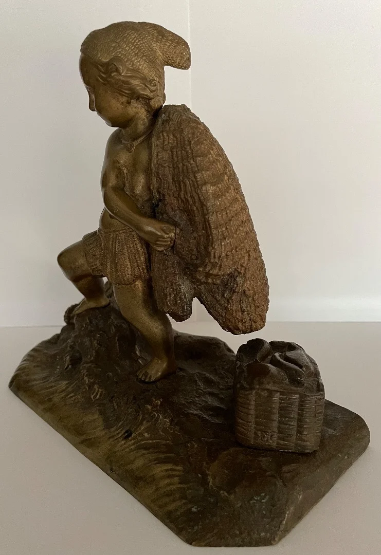 Le Retour De Pêche , Petit Sujet En Bronze