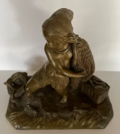 Le Retour De Pêche , Petit Sujet En Bronze