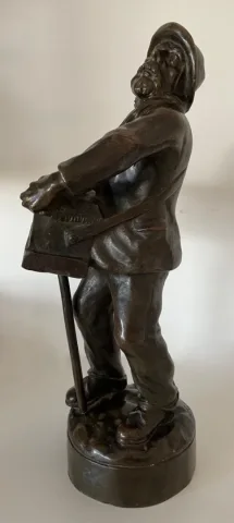 L Organiste Et Son Orgue De Barbarie , Sculpture En Bronze