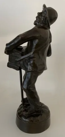 L Organiste Et Son Orgue De Barbarie , Sculpture En Bronze