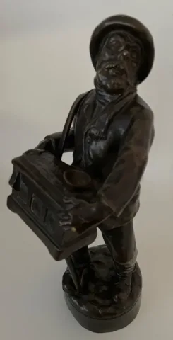 L Organiste Et Son Orgue De Barbarie , Sculpture En Bronze