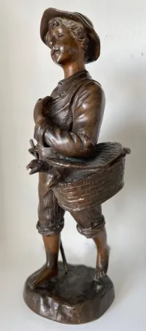 Le Petit Vendeur D Oies , Sujet En Bronze