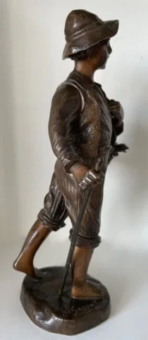 Le Petit Vendeur D Oies , Sujet En Bronze