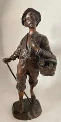 Le Petit Vendeur D Oies , Sujet En Bronze
