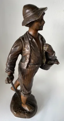 Le Petit Vendeur D Oies , Sujet En Bronze