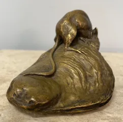 La Souris Et L Huitre , Sujet En Bronze