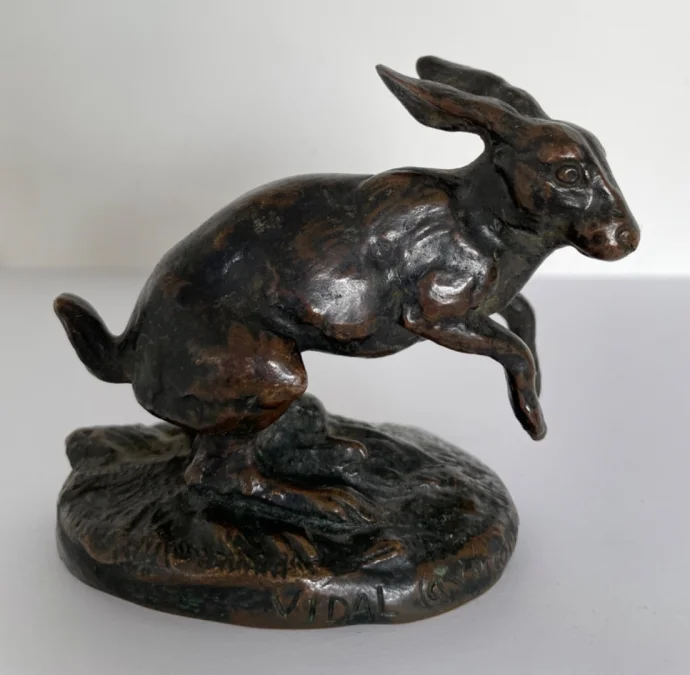 BRONZE HARE signed VIDAL L'AVEUGLE