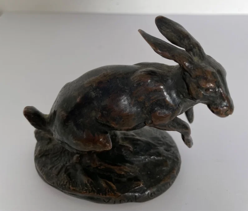 BRONZE HARE signed VIDAL L'AVEUGLE