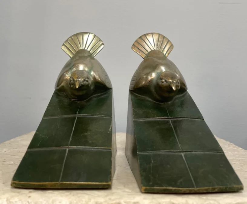 Bronze Bookends Signed Rischmann