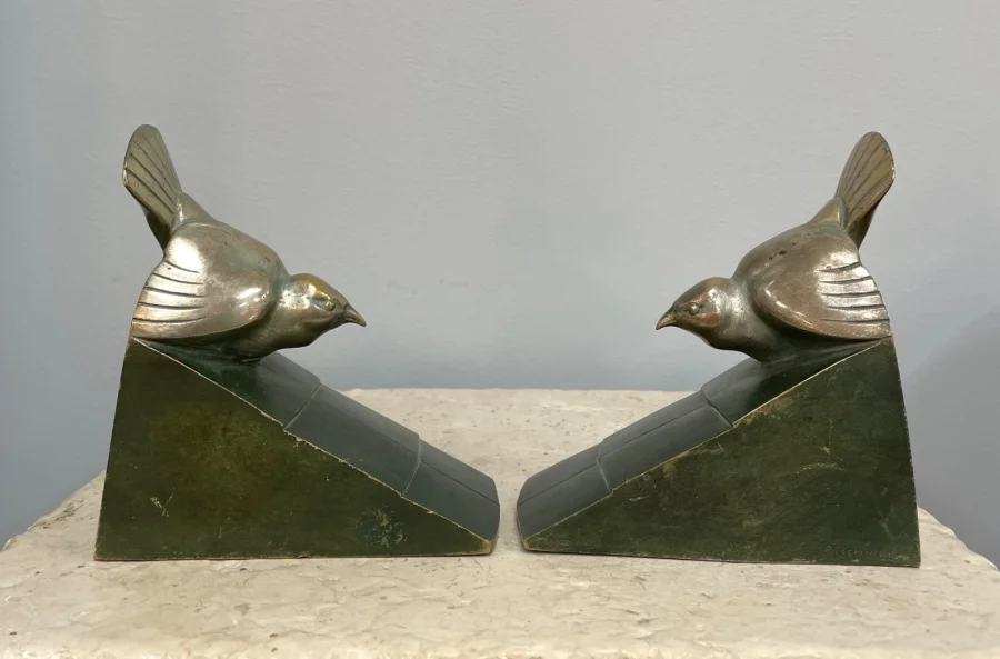 Bronze Bookends Signed Rischmann