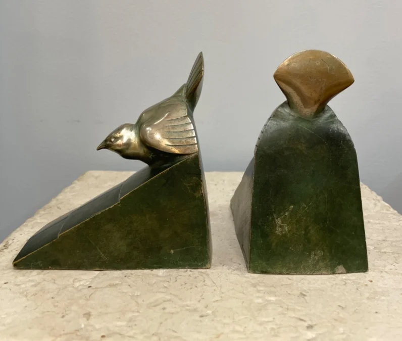 Bronze Bookends Signed Rischmann
