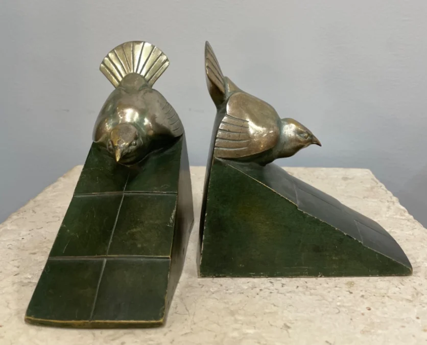 Bronze Bookends Signed Rischmann