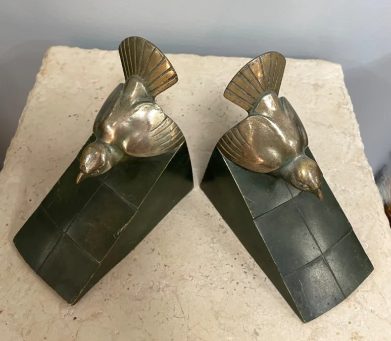 Bronze Bookends Signed Rischmann