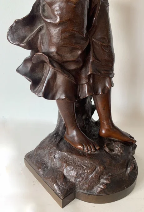 Bronze Représentant La Pêche Au Coquillage Signé Charles Anfrie