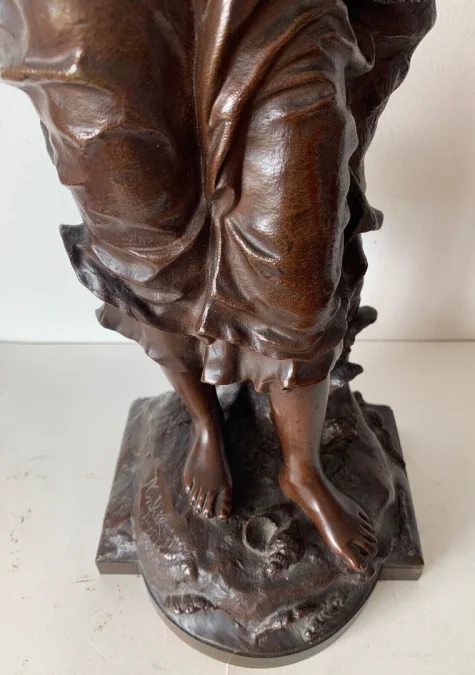 Bronze Représentant La Pêche Au Coquillage Signé Charles Anfrie