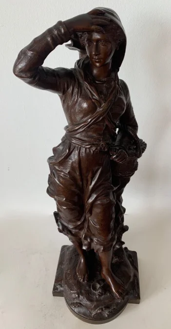 Bronze Représentant La Pêche Au Coquillage Signé Charles Anfrie