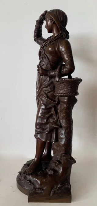Bronze Représentant La Pêche Au Coquillage Signé Charles Anfrie