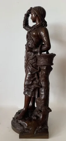 Bronze Représentant La Pêche Au Coquillage Signé Charles Anfrie