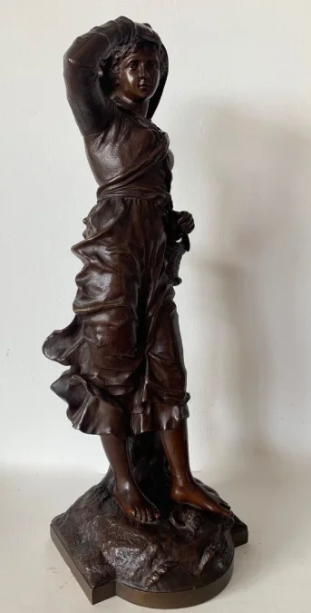 Bronze Représentant La Pêche Au Coquillage Signé Charles Anfrie
